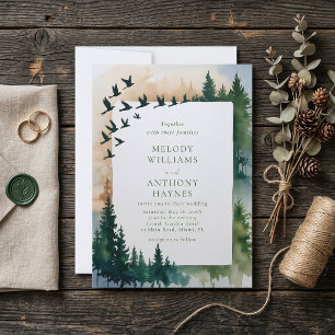 Faire-part de mariage aquarelle sur la nature avec