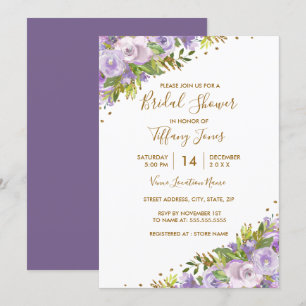 Faire-part de mariage aquarelle violette florale d