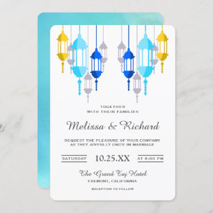 Faire-part de mariage arabe moderne de lanternes à