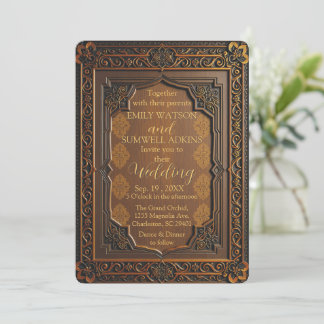Faire-part de mariage Arabesque en bois de luxe