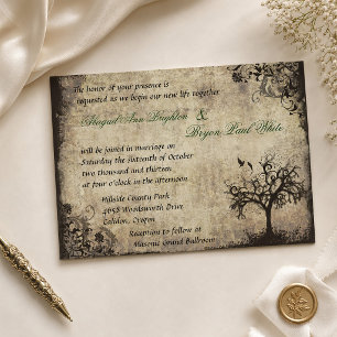 Faire-Part de Mariage Arbre Vintage Nouvelle Vie