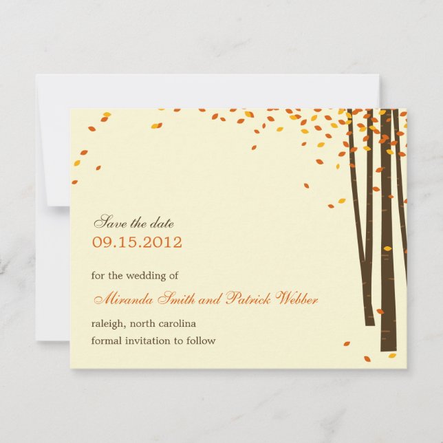 Faire-Part de Mariage Arbres de la Forêt - Orange  (Devant)