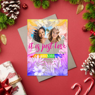 Faire-part de mariage arc-en-ciel et tropical