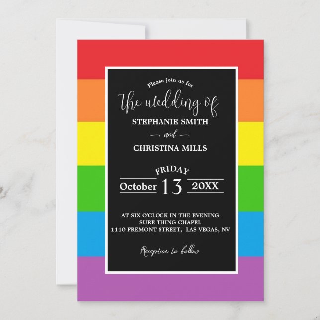 FAIRE-PART DE MARIAGE arc-en-ciel LGBT (Devant)