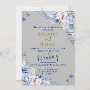Faire-part de mariage : argent, fleurs, rsvp, QR