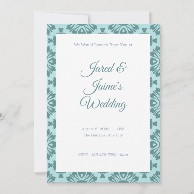Faire-part de mariage Arrière - plan Floral bleu (Devant)