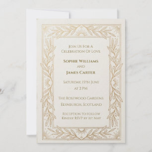 Faire-part de mariage Art déco champagne