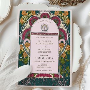 Faire-part de mariage Art déco de la forêt enchant