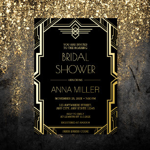 Faire-part de mariage Art Déco Gatsby Or et Noir