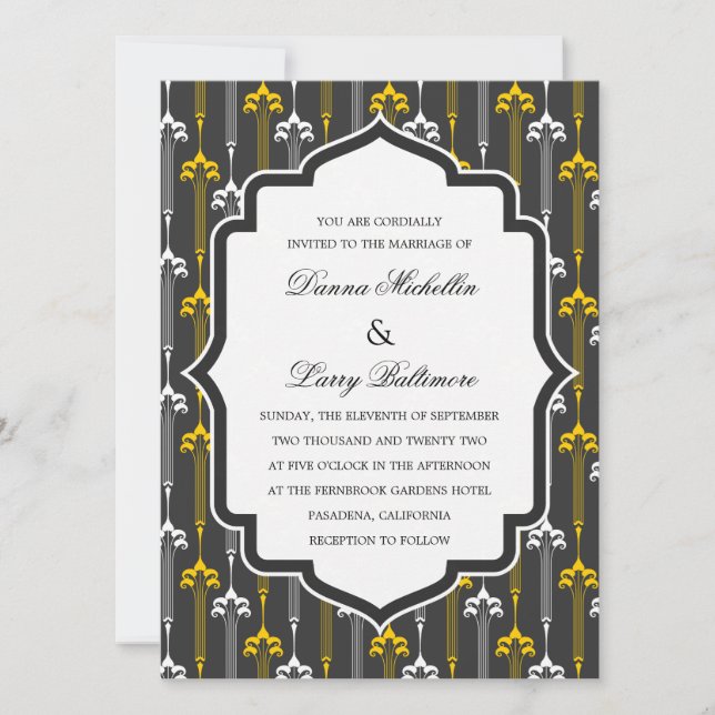 Faire-part de mariage Art Déco Motif (Devant)