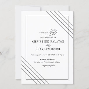 Faire-part de mariage Art déco noir blanc