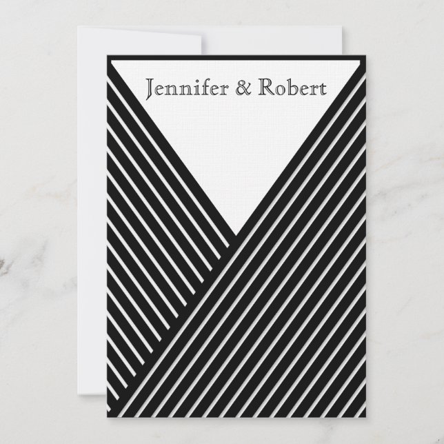 Faire-part de mariage Art déco noir et blanc (Devant)