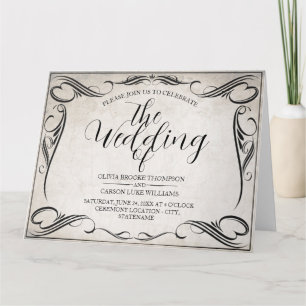 Faire-part de mariage Art Déco noir vintage