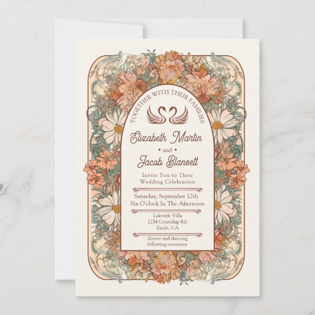 Faire-part de mariage Art nouveau (Devant)