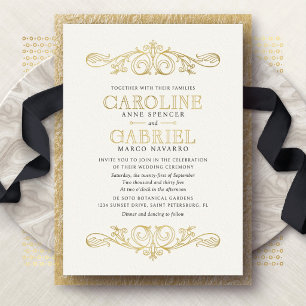 Faire-part de mariage Art Nouveau en papier métall