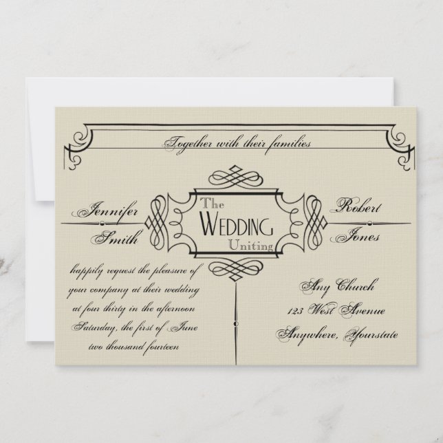 Faire-part de mariage Art Nouveau Posh (Devant)