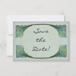 Faire-part de mariage Art Nouveau vintage au paon