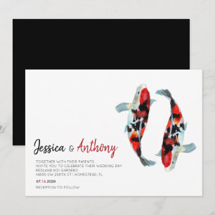 Faire-part de mariage asiatique de poisson koi