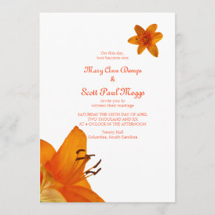 Faire-part de mariage asiatique orange de lis