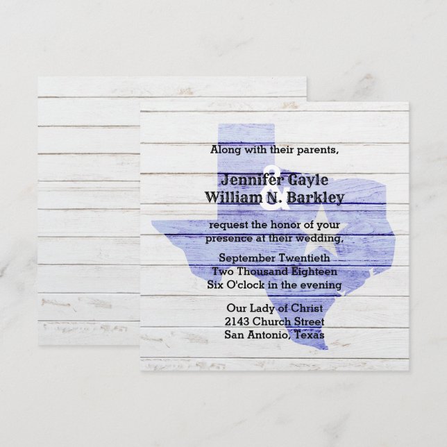 Faire-part de mariage au bois rustique pour l'État (Devant / Derrière)