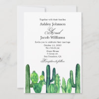 Faire-part de mariage au cactus. Invitation modern