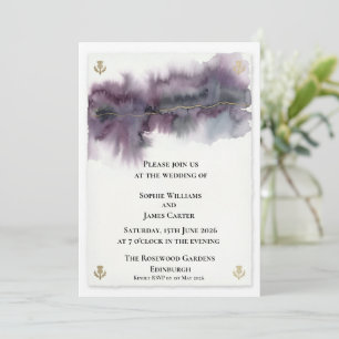 Faire-part de mariage au chardon à l'aquarelle vio