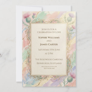 Faire-part de mariage au chardon pastel