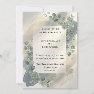 Faire-part de mariage au eucalyptus gris-bleu