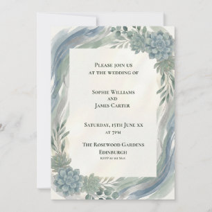 Faire-part de mariage au eucalyptus gris-bleu