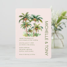Faire-part de mariage au palmier tropical