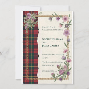 Faire-part de mariage au tartan celtique du chardo