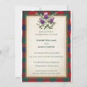 Faire-part de mariage au tartan celtique du chardo