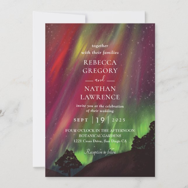 faire-part de mariage aurora verte (Devant)