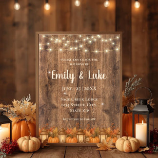 Faire-part de mariage automnal rustique avec guirl