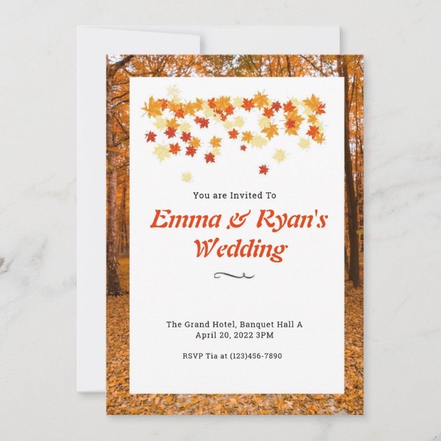 Faire-part de mariage Automne Leaves (Devant)