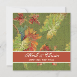 Faire-part de mariage Autumn Graphe Leaf Batik
