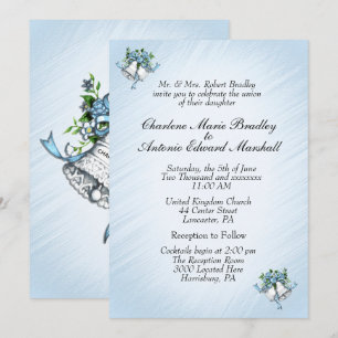 Faire-part de mariage aux cloches bleues