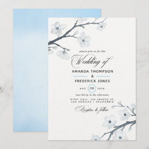 Faire-part de mariage aux fleurs de cerisiers blan