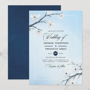 Faire-part de mariage aux fleurs de cerisiers blan