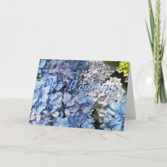 Faire-part de mariage aux fleurs d'Hydrangée bleue (Devant)