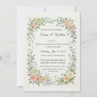 Faire-part de mariage aux fleurs sauvages aquarell