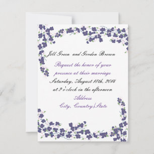 Faire-part de mariage aux fleurs violettes foncées
