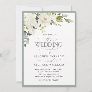 Faire-part de mariage aux hortensias aquarelle