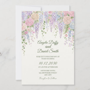 Faire-part de mariage aux hortensias pastel