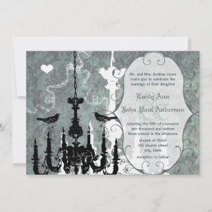 Faire-part de mariage aux oiseaux amoureux sous lu