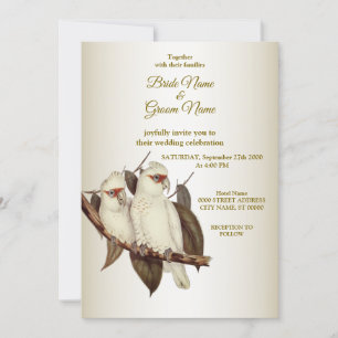 Faire-part de mariage aux oiseaux blancs