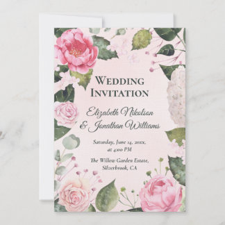 Faire-part de mariage aux roses roses romantiques