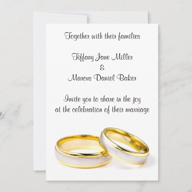 Faire-part de mariage avec anneaux de mariage text (Devant)