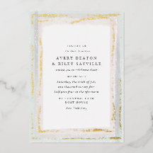 Faire-part de mariage avec bordure aquarelle et fe