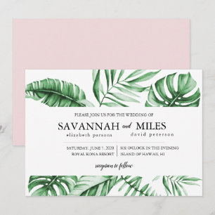 Faire-part de mariage avec bordure de feuille de p